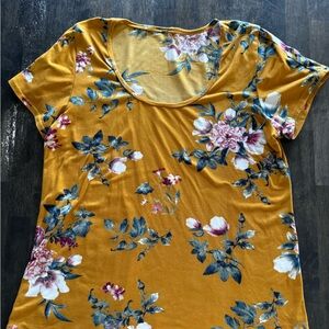 Handmade Floral Mustard Yellow Tee